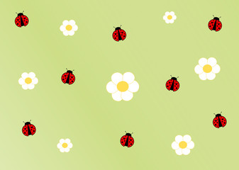 Fototapeta premium cute ladybug green cartoon background