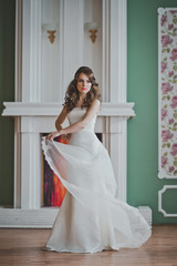 Fototapeta premium The girl in a smart dress costs in a hall 2662.