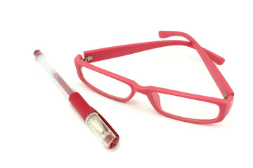 Glasses in a pink frame
