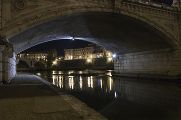 A view under a bridge of River Tiber in Rome