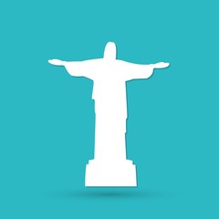Obraz na płótnie Canvas Silhouette of a statue to Jesus Christ in Rio de Janeiro