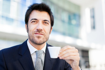 Businessman having a coffee in the morning