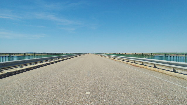 Road on bridge of Alqueva lake