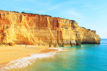 Fototapeta na wymiar A view of a Praia de Benagil in Algarve region, Portugal, Europe