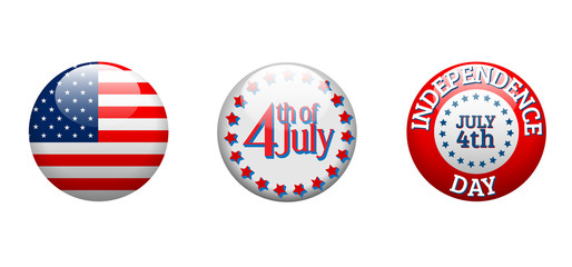 Independence day - three badges on white background