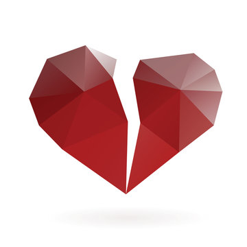 abstract broken heart low poly design