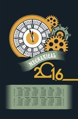 Steampunk mechanism calendar 2016