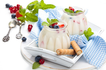 Yogurt with berries.