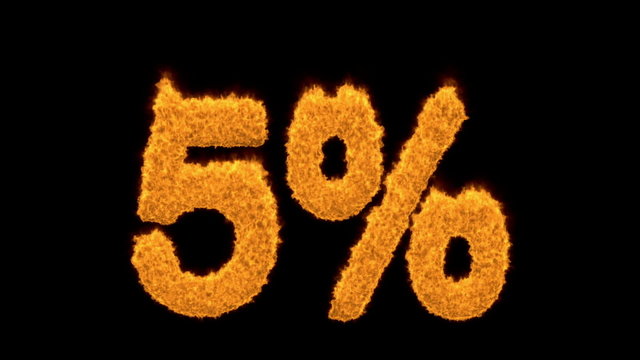5 percent in flaming golden numerals