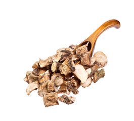 Acorus calamus on the wooden spoon.