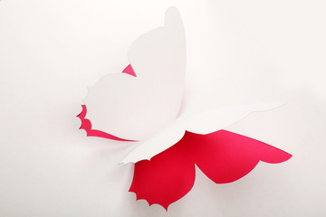 Cutout paper butterfly as greeting card