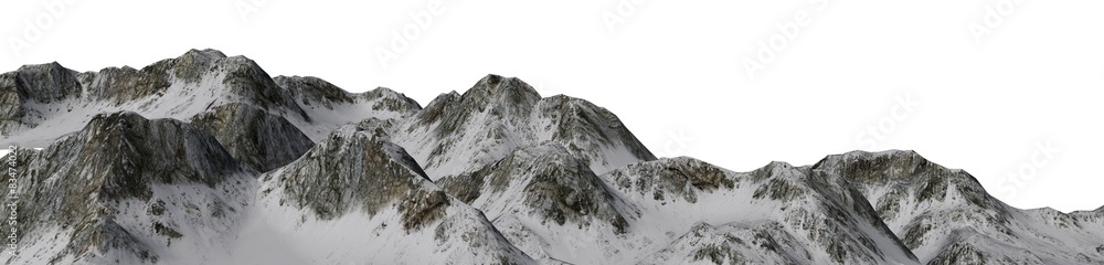 Wall mural snowy mountains - isolated on white background