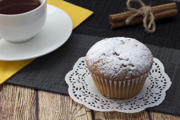 Delicious mafin with powdered sugar