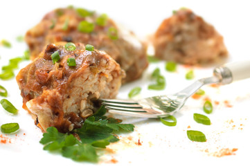 Stuffed cabbage leaves in tomato sauce