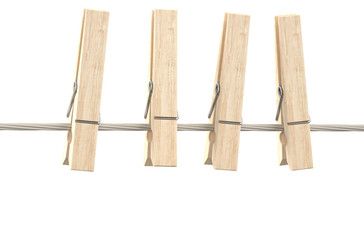 wooden clothespins on clothesline
