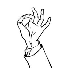 sketch success hand gesture OK