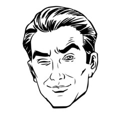 Sketch the man squinted, staring with one eye