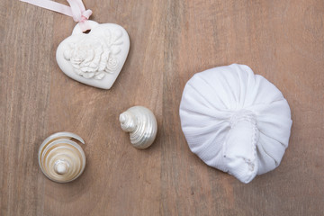 Nice composition of beauty object and shell for spa