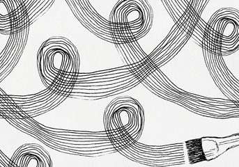 Dancing Brush, artistic illustration, ink drawing on paper © lava4images