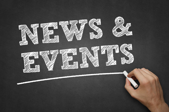 news and events - chalk on blackboard