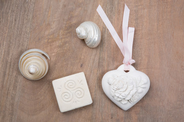 Nice composition of beauty object and shell for spa