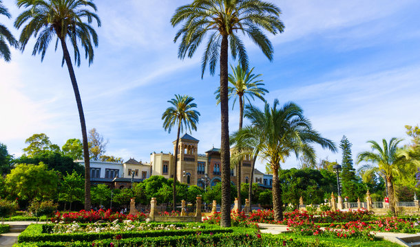 Gardens of Museum of Arts and Traditions of Sevilla, Spain.