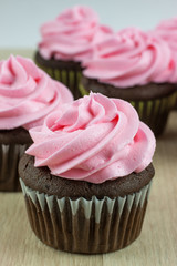 Chocolate Cupcakes with pink icing