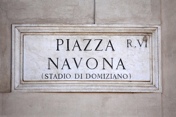 Piazza Navona sign in Rome, Italy