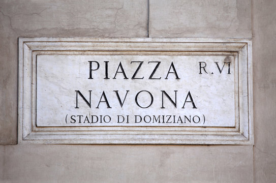 Fototapeta Piazza Navona sign in Rome, Italy