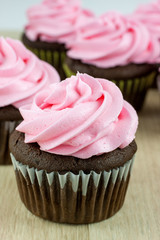 Chocolate Cupcakes with pink icing
