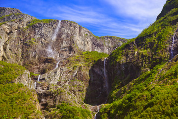 Waterfall in Fjord Sognefjord - Norway