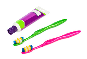 Toothbrushes and paste tube