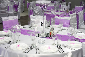empty restaurant with glasses set