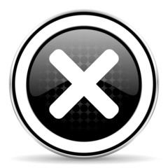 Fototapeta premium cancel icon, black chrome button, x sign