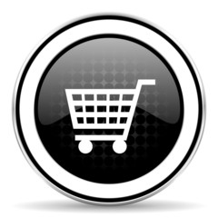 cart icon, black chrome button, shop sign