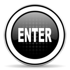 enter icon, black chrome button