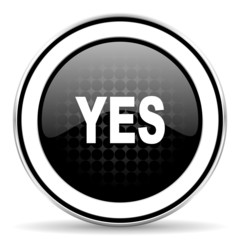 yes icon, black chrome button