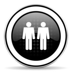 couple icon, black chrome button, people sign, team symbol