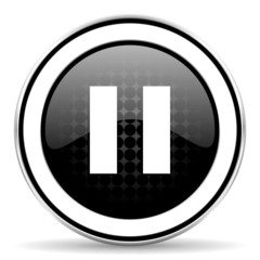 pause icon, black chrome button