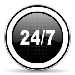 24/7 icon, black chrome button