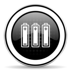 battery icon, black chrome button, power sign