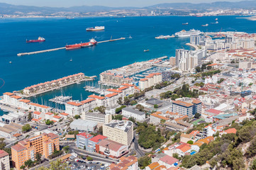 Aerial view over city of Gibraltar