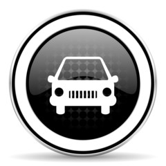car icon, black chrome button, auto sign