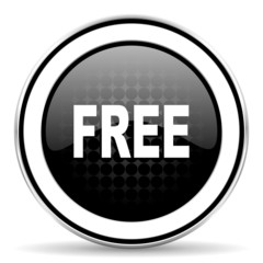 free icon, black chrome button