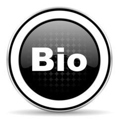 bio icon, black chrome button