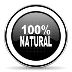 natural icon, black chrome button, 100 percent natural sign