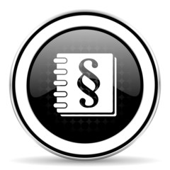 law icon, black chrome button