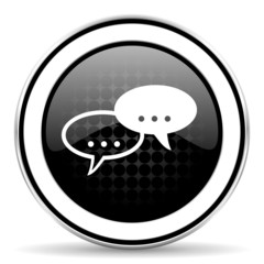 forum icon, black chrome button, chat symbol, bubble sign
