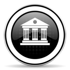museum icon, black chrome button