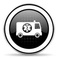 ambulance icon, black chrome button